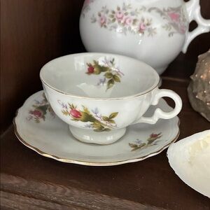 Mini Floral Porcelain Teacup and Saucer Set